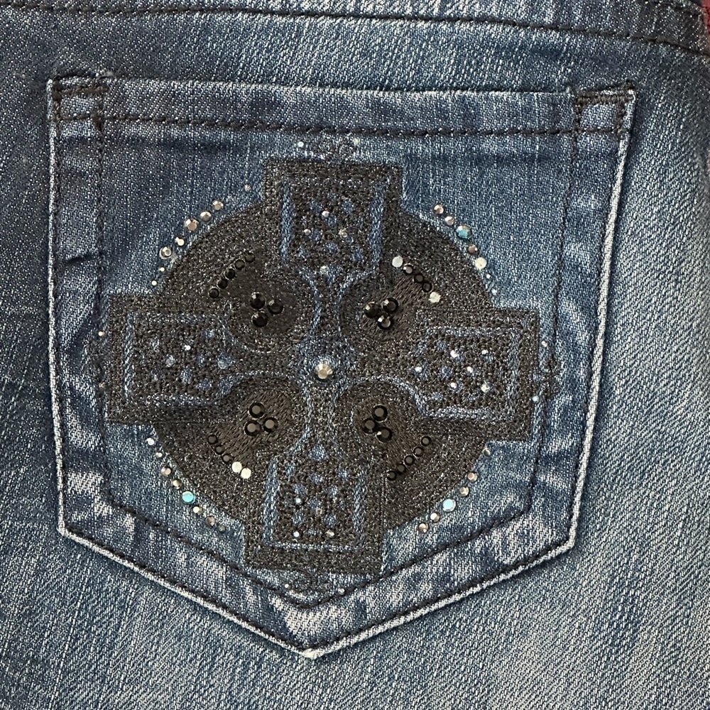Buffalo David Bitton Jadine Low Rise Stretch Skinny Dark Wash Fading Whiskering - Picture 6 of 8